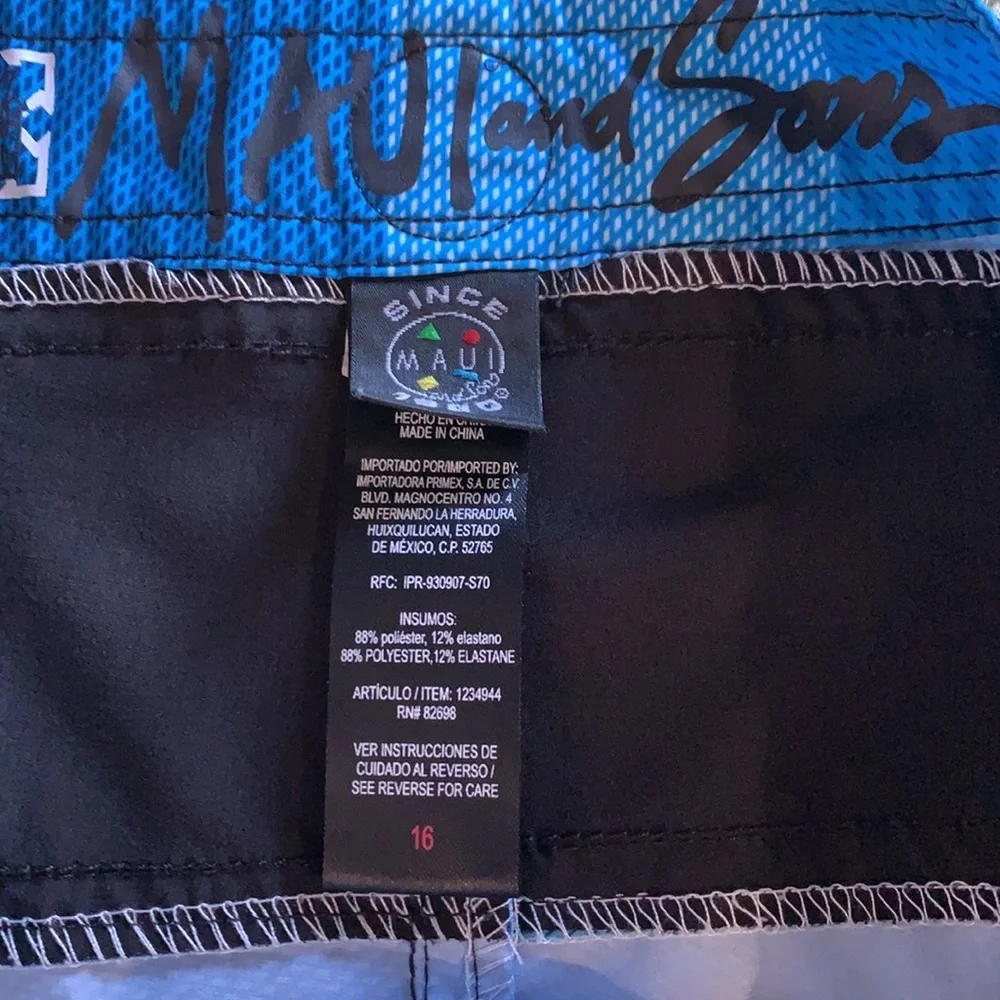 Kid’s Maui & Sons Blue Board Shorts Size 16